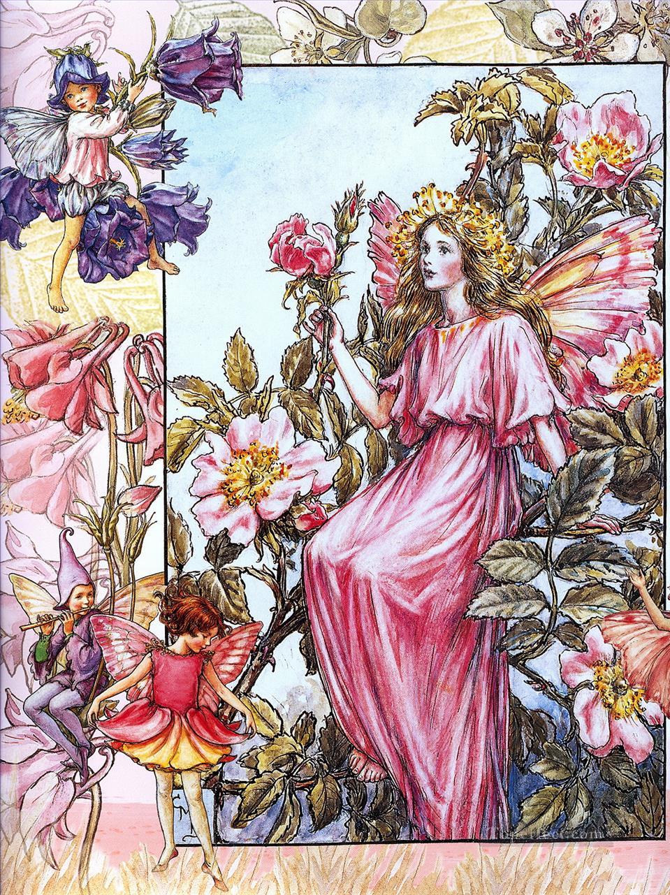 野薔薇の妖精ファンタジー油絵